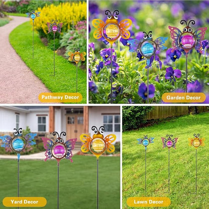 Decorative Solar Lights Outdoor Solar Bee Lights 3 Pcs,Garden Decorative Stake Lights for Pathway Yard Lawn Decoration Mothers Day Mom Gifts