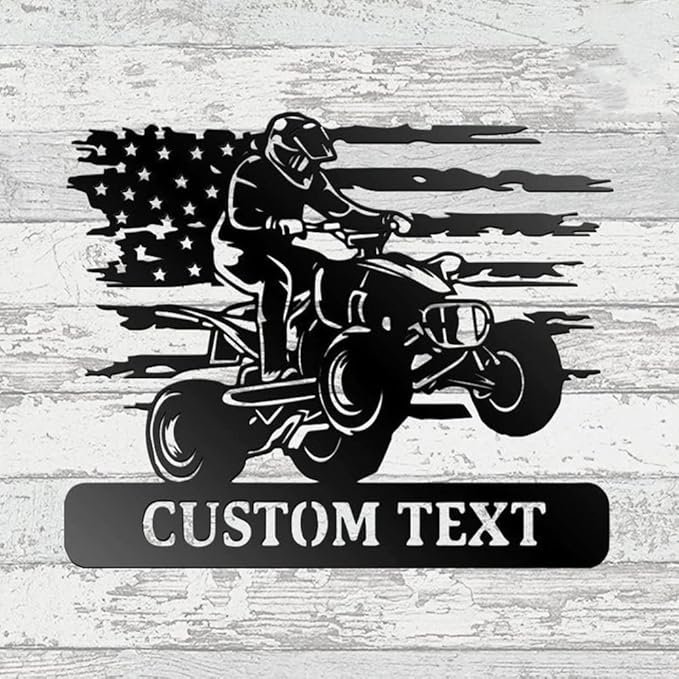 Custom US Bike Metal Wall Art, Customized Family Name Wall Decor, Rustic Home Decor, Monogram Wall Sculpture, Porch Decorations Outdoor/Gift-74