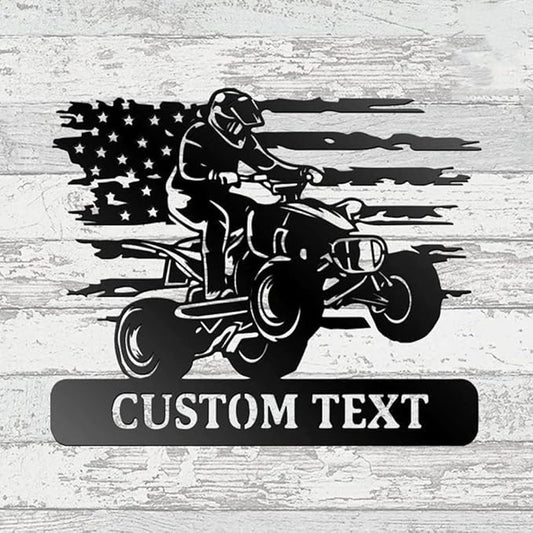 Custom US Bike Metal Wall Art, Customized Family Name Wall Decor, Rustic Home Decor, Monogram Wall Sculpture, Porch Decorations Outdoor/Gift-74