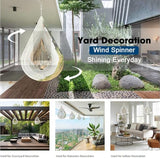 Wind Spinner Flowing-Light Effect Courtyard Decorations Made of Stainless Steel House Hanging Decoration 12“x 8“ Spinners with a 360° Rotating Hook (1 pc Water Drop-Silver)