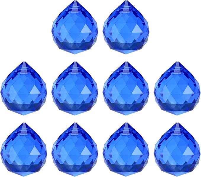 M METERXITY 10-Pack Crystal Ball Prisms, 24mm/0.94 Inch Chandelier Pendant Maker Hanging Crystals Chandelier Prisms for Home/Windows/Garden/DIY Decoration[Dark Blue]
