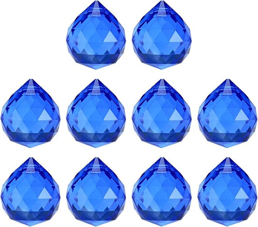 M METERXITY 10-Pack Crystal Ball Prisms, 24mm/0.94 Inch Chandelier Pendant Maker Hanging Crystals Chandelier Prisms for Home/Windows/Garden/DIY Decoration[Dark Blue]