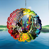 Wind Spinner, 3D Hanging Wind Spinner Ornament, Gifts for Women Mom Grandma, 12inch Metal Wind Kinetic Sculpture for Outdoor&Indoor Decor, Yard Art, Garden Decoration (Flower Butterfly)