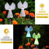 Outdoor Solar Garden Lights,4 Pack Solar Angel Decorative Lights, IP67 Waterproof Color Changing LED Solar Outdoor Lights,Solar Stake Lights for Cemetery Grave Garden Patio Yard Lawn Decoration