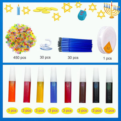 AUEKIV Suncatchers Kit 30Sets Hanukkah Suncatchers Window Art Paint Sun Catcher DIY Craft Kits Chanuka Menorah Dreidel Star Suncatcher Kits for Hanukkah Festival Home Party Activity Decorations