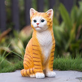 Outdoor cat Sculpture Garden Decoration Lawn Decoration, Yellow Kitten Statue for Patio, Lawn, Yard Decoration, Cute Kitten Gift Large Size: 10.8 inches