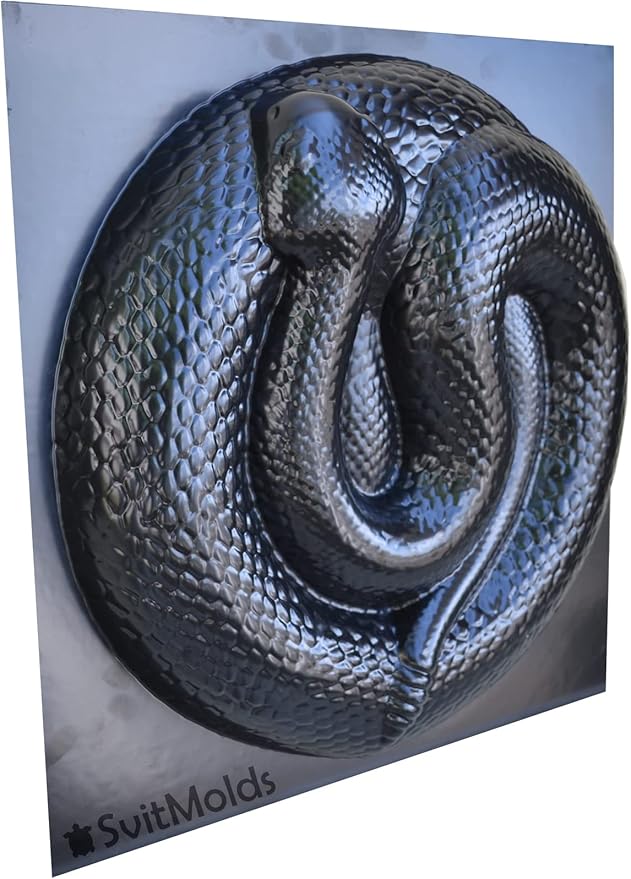 SvitMods Mold Snake DIY Statue for Garden Black ABC Plastic Concrete Cement Mould Rattlesnake Garden Decor Mold Croc for Garden Figure (D72-Small)