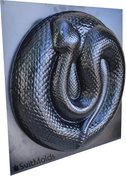 SvitMods Mold Snake DIY Statue for Garden Black ABC Plastic Concrete Cement Mould Rattlesnake Garden Decor Mold Croc for Garden Figure (D72 + D72-Smsll)