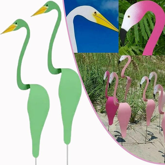 2 Pcs Florida Dancing Birds Garden Metal Art,Sherem Magical Metal Windmill, Florida Dancing Flamingo, Shirem Magical Metal Windmill, Metal Lawn Art Ornaments for Outdoor Patio Backyard (E*2Pcs)