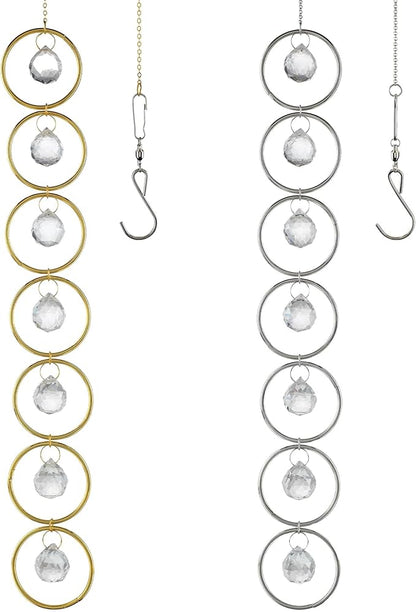 HDCRYSTALGIFTS 2pcs Crystal Suncatcher for Window Hanging, Gazing Ball Wind Spinner, Rainbow Maker Sun Catchers Indoor Window Home Outdoor Garden Patio Decor