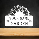 CFC0121323 Sunflower Metal Signs, Flowers Garden Plaque for Mom Grandma,Custom name Metal Garden Signs Outdoor Decor,Rustic Decorations for She Shed, Potting Shed, Housewarming Gifts