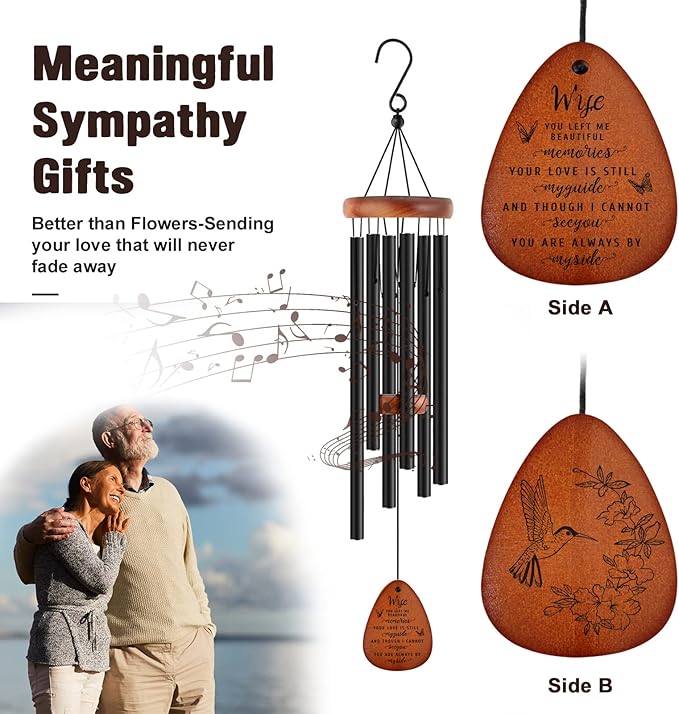 SteadStyle Memorial Gifts for Loss of Wife, Memorial Wind Chimes, in Memory of Loved One, Bereavement Gifts, Sympathy Gift for Loss of Wife, Home Decor Outdoor Garden Patio