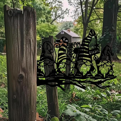 WADORN Dwarf Gnome Silhouette Yard Art Decor, Thanksgiving Gnome Garden Statues Gnome Signs Branch Gnomes Silhouette Art Outdoor Tree Decorative Stake for Patio Garden Outside Lawn Pathway Ornaments
