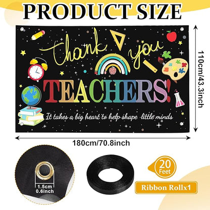 Large Happy Teacher Day Banner Decorations Flag Outdoor 71x44 Inch,Teacher Gifts for Indoor Home House Decor Party Supplies,Yard Sign Background for Photography