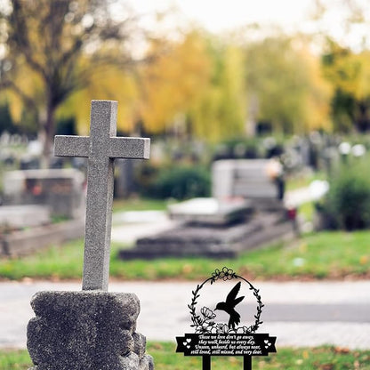 Geelin Memorial Stakes Cemetery Decorations for Grave Hummingbird Grave Marker Memorial Plaques Bird Flower Gift for Loss of Mother Father Outdoors Yard Garden Decor(Love Don't Go)