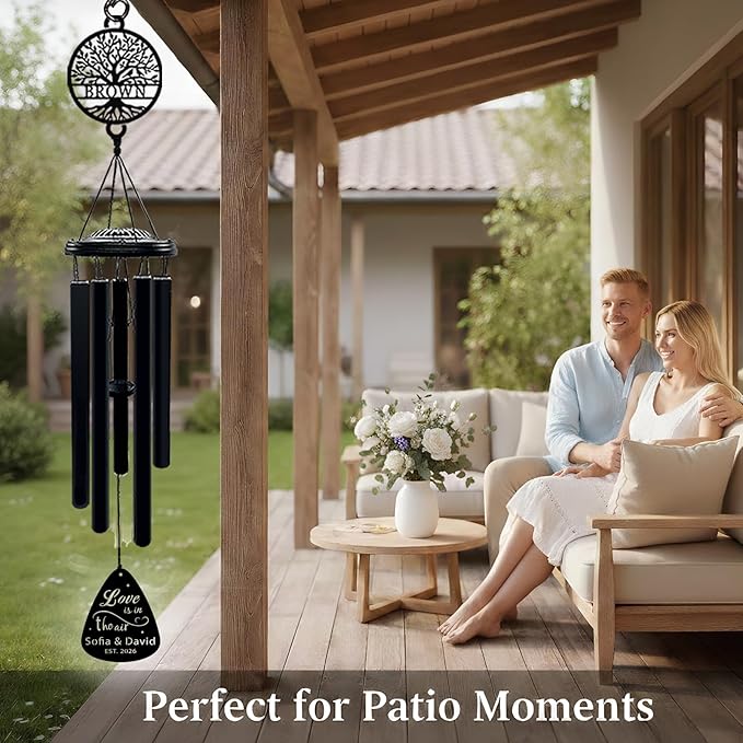 Personalized Wedding Wind Chimes Custom Gift for Couple Newlyweds Bridal Shower Engagement Party Home Decoration