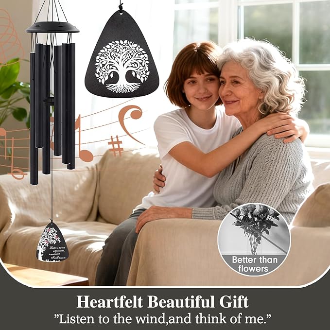 Sympathy Wind Chimes for Loss of Loved One, 32" Memorial Windchimes for Outside, Bereavement Gifts in Memory of Mother Father,Outdoor Chimes Home Garden Patio Decor