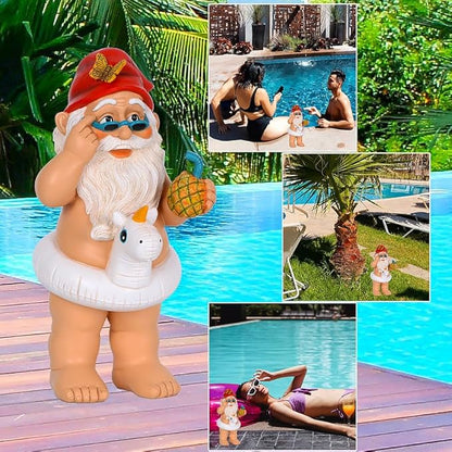 Mood Lab Garden Gnome with Unicorn - Funny Gnome Statue - 9 Inch Tall Lawn Figurine - for Outdoor or House Decor