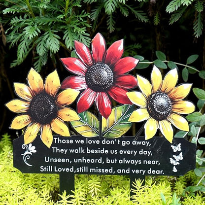 Christmas Grave Decorations for Cemetery, Sunflower Metal Memorial Garden Stakes for Mom Dad Pet, Outdoor Sympathy Gift Stakes (Sunflower)