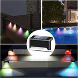 K.E.J. 16pcs Solar Lights Outdoor Waterproof Color Changing - Solar-Powered Yard Pathway Lighting LED Step Lights for Stairs, Fence, Driveway, Backyard, Garden & Patio Decor