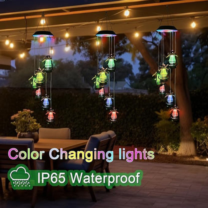 Solar Wind Chime for Outside,Color Changing Solar Lights Windchime Outdoor,Hanging Lantern Decoraition for Patio,Porch,Yard,Dangler Mobiles