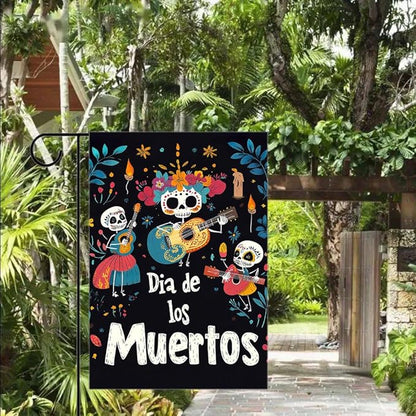 Gkyygk Welcome Garden Flag Dia De Los Muertos 12x18 Inch Double Sided Skull Day Of The Dead Small Burlap Banners Yard House Seasonal Farmhouse Home Decor for Men Women