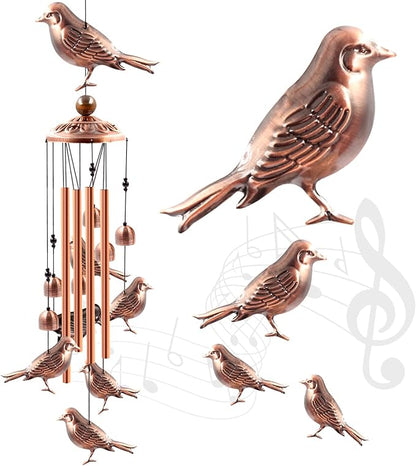 Wind Chimes Outdoor Clearance, Ukulork Birds Aluminum Tube Windchime with S Hook,Patio Garden Decor, Housewarming Gift.