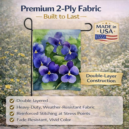 Caroline's Treasures Rhode Island Violets in Watercolor Garden Flag Mailbox Flag Decorative Yard Flag Banner Outside Patio Artwork Yard Flower Beds, Garden Size, Multicolor