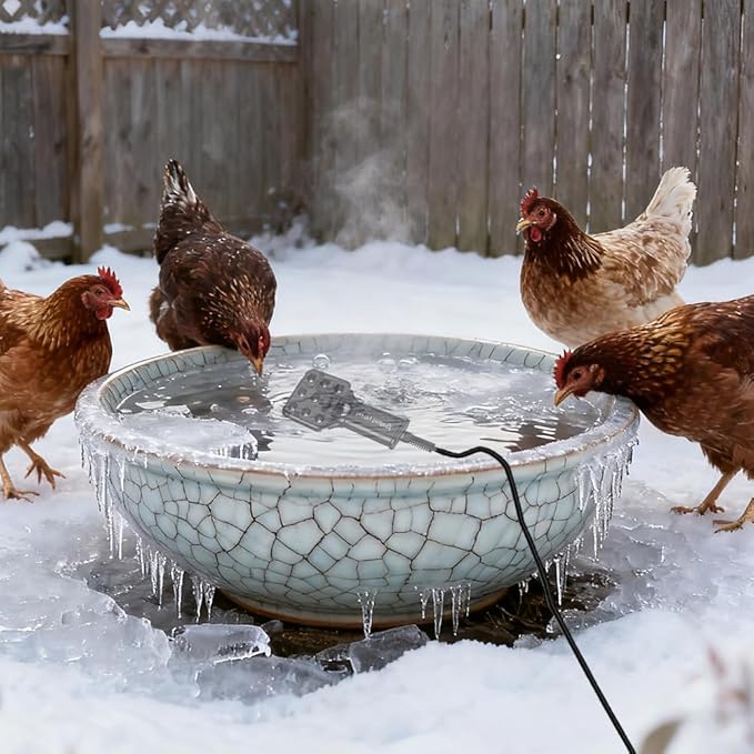 120V 500W Pond De-Icer and Chicken Water Heater for Livestock Tank Heater, Featuring Power-Off Protection, Overheating Protection, GFCI Plug & 9.2FT UL Approved Cord