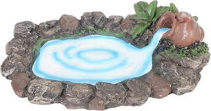 Fairy Garden Rock Pond 6.5in Long Hand Painted Lifelike Durable Resin Miniature Pond for Home Micro Landscape Decoration Miniature Garden Accessories