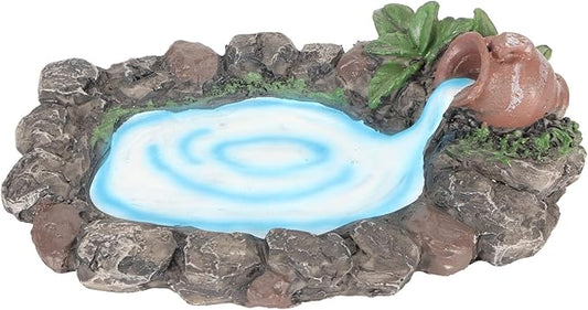 Fairy Garden Rock Pond 6.5in Long Hand Painted Lifelike Durable Resin Miniature Pond for Home Micro Landscape Decoration Miniature Garden Accessories