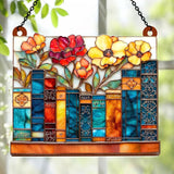 Jesuspirit - Window Hanging Suncatcher – Crystal Clear Acrylic & Wood Sun Catcher for Home Decor, for Women (The Floral Library, 8 Inches)