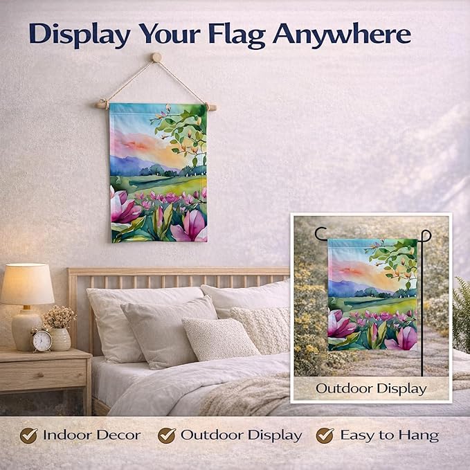 Caroline's Treasures Louisiana Magnolias in Watercolor Garden Flag Mailbox Flag Decorative Yard Flag Banner Outside Patio Artwork Yard Flower Beds, Garden Size, Multicolor
