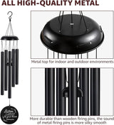 Sympathy Wind Chimes for Loss of Loved One, Memorial Windchimes for Lost Father Mother, Remembrance Bereavement Gift with Card, in Memory of Dad Mom Metal Funeral Decor for Garden Outdoor (39“ Black)