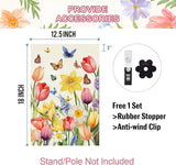 Baccessor Spring Easter Tulip Garden Flag Double Sided 12.5 x 18 Inch Burlap with Clip and Stopper,Daffodil Floral Butterflies Flag Seasonal Farmhouse Front Yard Lawn Outside Outdoor Decoration
