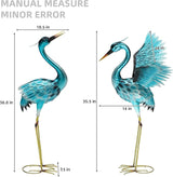 36.75in Metal Heron Garden Statue Handmade Oversize Crane Sculptures with Stable Ground Stakes, Backyard Decoration, Metal Garden Art