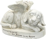 Bellaa 29691 Memorial Dog Statue with Angel Wings - 10” Golden Retriever Garden Grave Marker - Pet Memorial Stone Tribute Sculpture