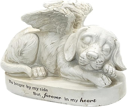 Bellaa 29691 Memorial Dog Statue with Angel Wings - 10” Golden Retriever Garden Grave Marker - Pet Memorial Stone Tribute Sculpture
