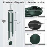 66" Extra Large Wind Chimes for Outside Deep Tone, 6 Thick and Bold Aluminum Tubes Tuned Relaxing Melody Wind Chime, Big Wind Chimes for Garden Patio Decor, Great Gift Idea for Mother's Day (Forest)