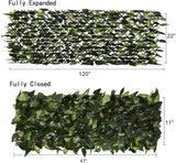 Expandable Faux Ivy Fence,Artificial Privacy Screen Decor for Outdoor Wall, Balcony and Patio, Single Sided Leaves (Green,2)