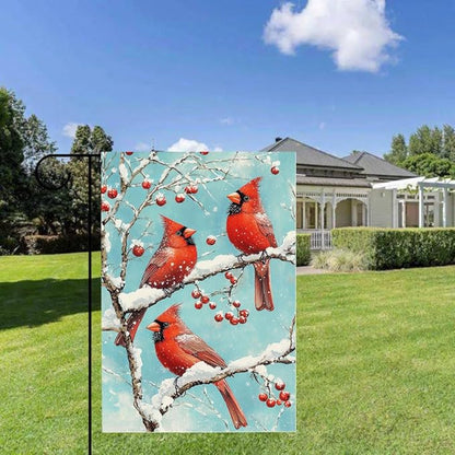 Gkyygk Red Cardinal Snow Welcome Garden Flag 12x18 Inch Double Sided Small Burlap Banners Yard House Seasonal Farmhouse Home Decor for Men Women