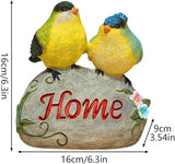 Bird Garden Statue, 6.31 Inch Lifelike Standing Bird with Hope Characters Stone, Small Resins Figurine for Home Table Outdoor Lawn Porch Patio Balcony Yard Decor (b)