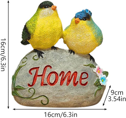 Bird Garden Statue, 6.31 Inch Lifelike Standing Bird with Hope Characters Stone, Small Resins Figurine for Home Table Outdoor Lawn Porch Patio Balcony Yard Decor (b)