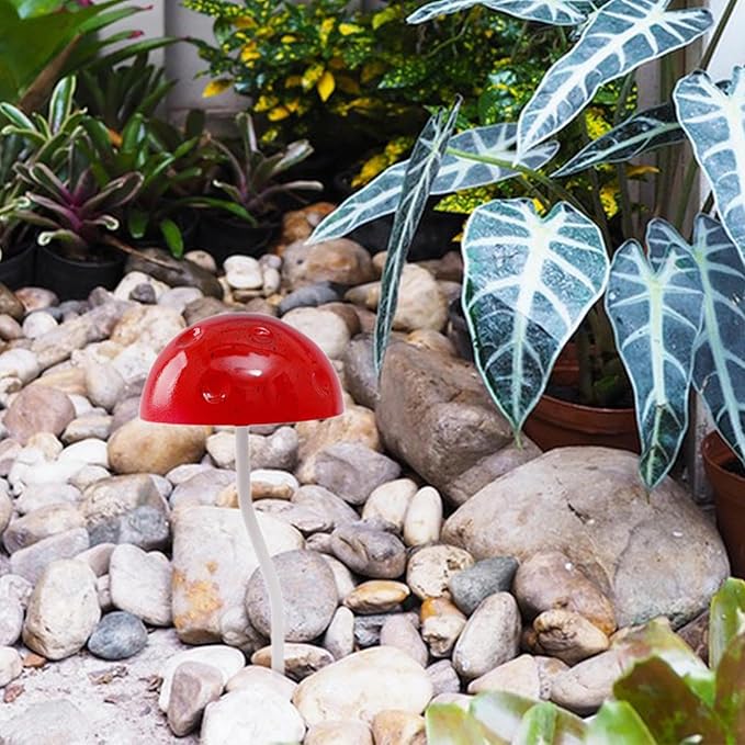Fairy Garden Stake Decorative Figurine Yard Art for Pathway Terrace Lawn Porch Outdoor Decor- Red