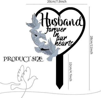 HPMAISON 11 inch Metal Husband Memorial Stake Grave Decorations for Cemetery Gravesite Sympathy Markers Waterproof Memorial Gifts for Loss of Husband Tombstones Plaque Outdoors Lawn Yard Decor