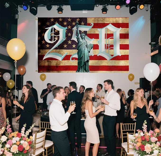 250th Birthday 250 Years 1776 2026 American Flag 6X10Ft, US Statue of Liberty, Double Side Printed Flags, Men Women Banner,Vibrant Colors, Double Stitched with 2 Brass Grommets, Bar Garden Street Decoration, GYM, Office Decor,Indoor Outdoor Use,Gifts. ...