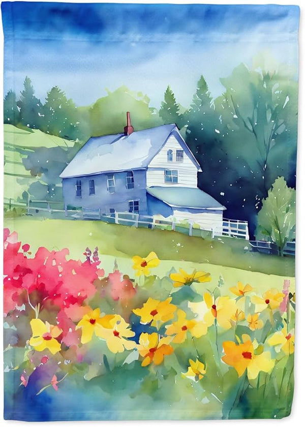 Caroline's Treasures Massachusetts Mayflowers in Watercolor Garden Flag Mailbox Flag Decorative Yard Flag Banner Outside Patio Artwork Yard Flower Beds, Garden Size, Multicolor
