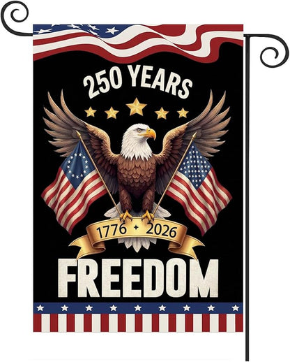 TOPFLAGS 250 Anniversary USA Flag Garden Flags 1776-2026 Double Side 12x18 Inch Eagle for Outside American Patriotic Banner with Freedom
