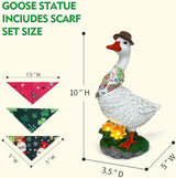 HONGLAND Solar Porch Goose Garden Statue with Glowing Flower, 10" Solar Duck Decorative Figurine for Outdoor Lawn Patio Yard Backyard Porch Ornaments - Unique Gift for Women