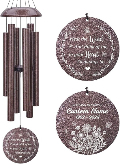 Personalized Wind Chimes, Wind Chimes for Loss of Loved Father/Mother/Lover, Commemorative Sympathy Bereavement Gifts for Condolences/Funeral, Product in USA